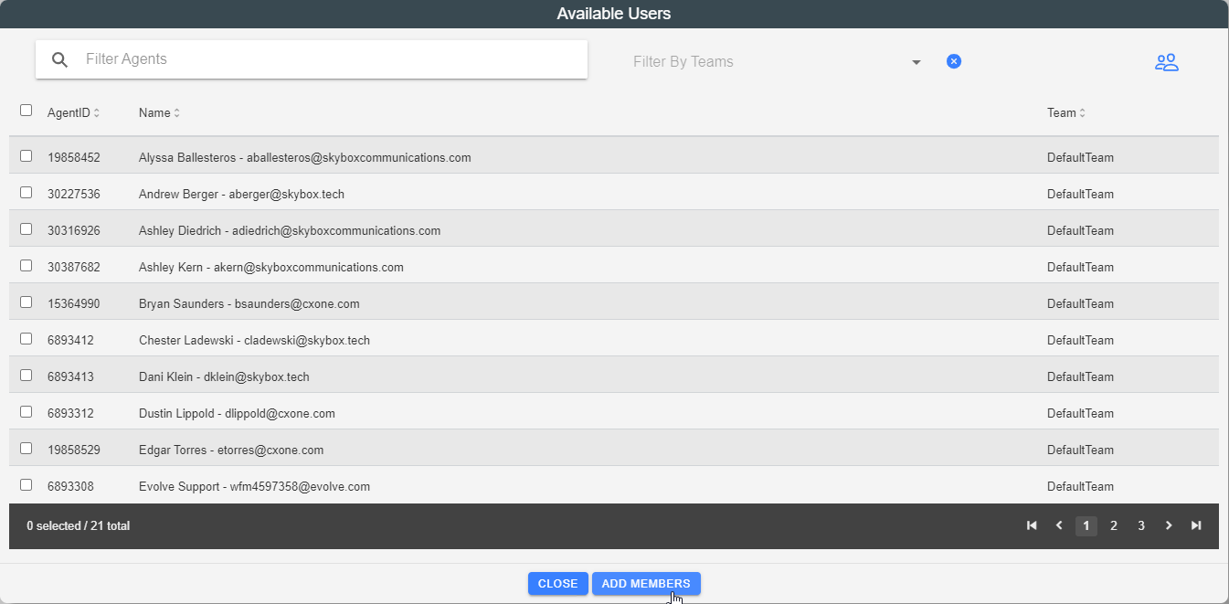 Select Agents Pop-up